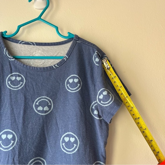 🌼 5/$25 Wonder Nation Girls Blue Smiley Face Dress Size L 10-12 Short Sleeve - Picture 5 of 8